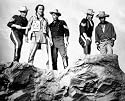 SAMMY DAVIS JR. AS JONAH WILLIAMS, DEAN MARTIN AS SERGEANT CHIP DEAL, HENRY SILVA AS MOUNTAIN HAWK, FRANK SINATRA AS FIRST-SERGEANT MIKE MERRY FROM SERGEANTS 3 #1 - BLACK & WHITE Movie Photo- LARGE Size Print - SIZE 20x16" (50x40cm)