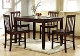 Walker Edison 5-Piece Solid Wood Dining Set, Espresso