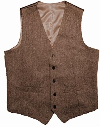Tailorsun Mens Slim Fit Vintage Tweed Wedding Vest and Pants 2 Piece Set (US 50, Brown)