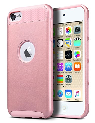 iPod Touch 6 Case,iPod Touch 5 Case,iPod 5 Case,ULAK [Colorful Series] Slim Fit Protective iPod Touch Case 2-Piece Style Hybrid Hard Case Cover for Apple iPod touch 5 6th Generation (Rose Gold)