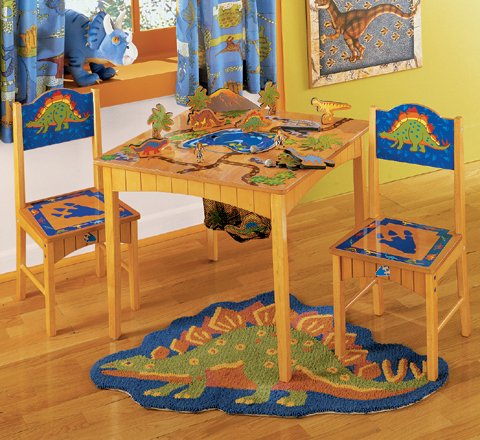 Kitchen: Dino 3 Pc. Table Set W/Play Pieces