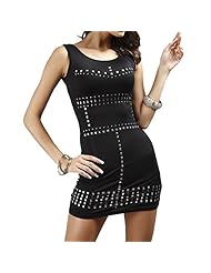 Cocktail Tank  Sequined Summer Cotton/Polyester Bodycon Dress/Club Dress/Homecoming Dress/Prom Dress/Mini Dress  With Rhinestones