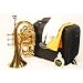 Barcelona B-Flat Pocket Trumpet with Case, Polishing Cloth, Gloves, and Valve Oil - Gold