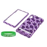Purple Leopard Full Rhinestones Design Snap On Hard Case for Motorola Droid A855 Phone, Verizon Wireless