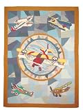 ZE Applique II Theme Childrens bedding Airplane medium rectangular area rugs 45