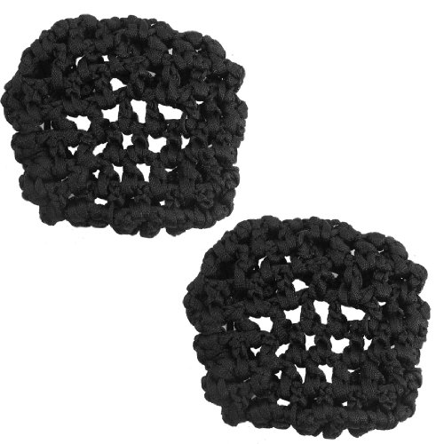 Lady Ballet Dance Skating Snoods Hair Net Bun Cover Black 2 Pcs