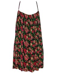 A-line Spaghetti Strap Floral Print Belted Rayon  Dress