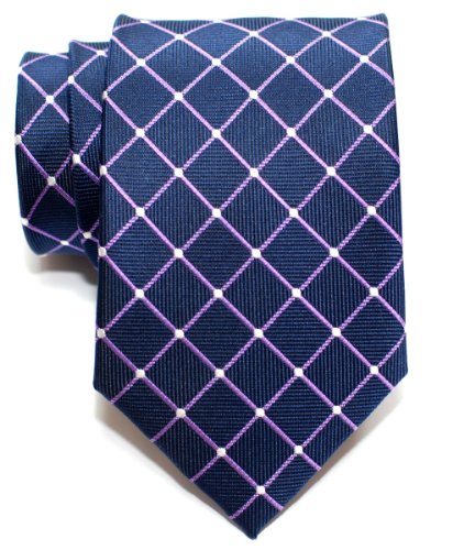 Retreez Dots and Check Pattern Woven Men's Tie Necktie - Various Colors