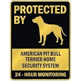 PROTECTED BY AMERICAN PIT BULL TERRIER HOME SECURITY SYSTEM PARKING SIGN DOG