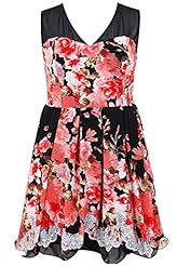 Plus Size Mesh General Print Sweetheart Skater Dress/Prom Dress 