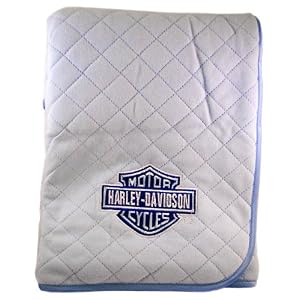 Harley Davidson Blue Quilted Receiving Baby Blanket