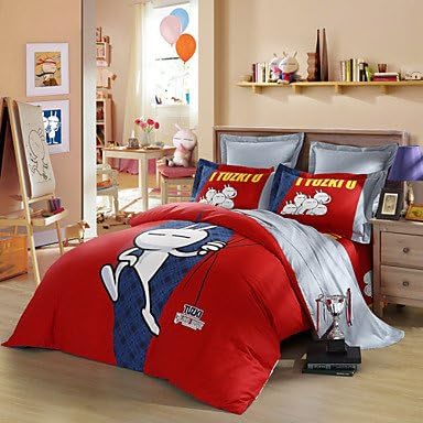 naluo Tuzki Be Yourself 100% Cotton 300TC Bed Sheet Set Duvet Cover 4 pcs With 2 Pillowcases King