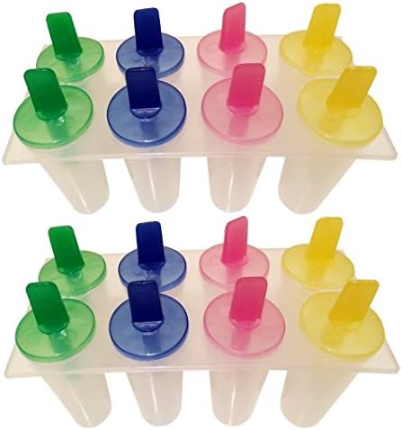8 Freezer Ice Pop Molds, Popsicle Yogurt Ice Cream Frozen Pops Cake Treats Maker (2 Pack)