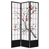 IMAGE OF 7 ft. Tall Cherry Blossom Shoji Screen 3-Panel (Rosewood) (84