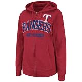MLB Women's Texas Rangers Real Flava Long Sleeve Full Zip Hoodie (Athletic Red Pepper Heather, Large)
