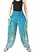 Rayon One Size Womens Smocked Waist Floral Peacock Baggy Harem Pants (Dark Green)