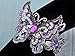 Alilang Silvery Tone Shine Amethyst Clear Crystal Rhinestones Butterfly Insect Cuff Bangle Bracelet
