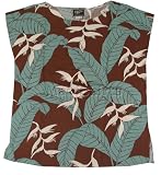 Pullover Blouse - Ginger Heliconia Jungle Cap Sleeve Side Slits Women's Hawaiian Aloha Pupu Top