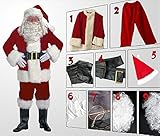 Ilishop Men's Deluxe Santa Suit 10pc. Christmas Adult Santa Claus Costume Red M