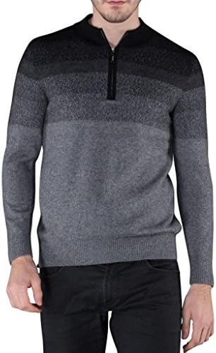 FOUQ Men's Classic Half Zip Pullover 100% Mink Cashmere Sweater Light Grey XL