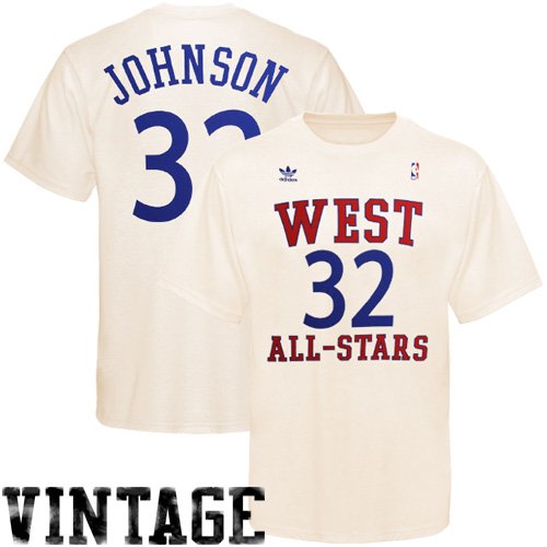 Los Angeles Lakers Magic Johnson West All Star Vintage Adidas Slim Fit T Shirt (XL)