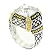 2-tone Designer-Inspired Ring w/White CZs
