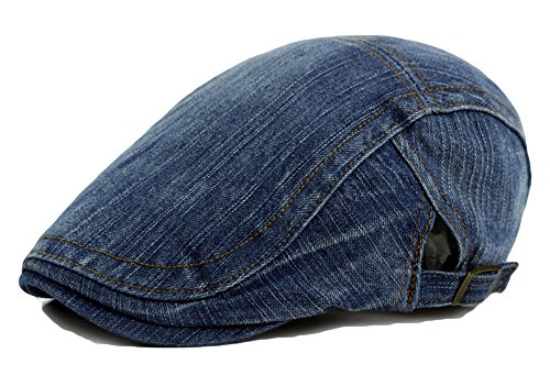 Qunson Men's Classic Washed Denim Gatsby Cabbie Ivy Newsboy Cap Hat