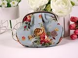 New Anna Sui Vintage Floral Victorian Style Round Shape Double Pockets Coin Purse Mini Wallet Bag Holiday Birthday Gift Blue