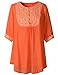 Lanmo Women Linen Shirts Embroidered Tunic Peasant Tops