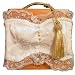 ArtisanStreet's Ivory Bustier Cigar Box Purse. Genuine Hardwood Cigar Box. Trimmed with Lace & Pearls. Brass Cabinet Style Handle & Swing Tassel. Mirror in Lid. Limited Edition