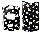 Motorola Razr V3 V3c V3m Faceplate Snap-on Protective Cover - Black and White Stars