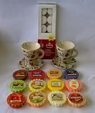 Yankee Candle Gift Set 12 Assorted Tarts Plus 2 Coffee Cup Design Mini Half Ceramic Burners 12 Tea Lights Lot C - Sparkling Lemon, Almond Cookie, Christmas Cookie, Freesia, Kiwi Berries, Macintosh Spice, Spiced Orange, Evening Primrose, Cucumber Cantaloupe, Pink Grapefruit, Autumn Fruit, Peach & Sweet Berries