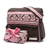Pink Damask Messenger Diaper Bag