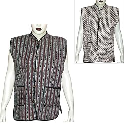 Vest Womens Outerwear Quilted Patterns Outdoor Casual Dress Handmade in Jaipur in India Size 16 (jkt328)