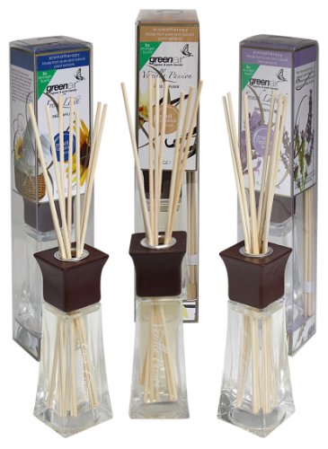 Greenair All Natural Earth Friendly Reed Diffuser Set of 3, Lavender, Vanilla and Fresh Linen, 6.6-Ounce