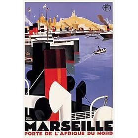 Vintage French Art Deco Port Marseille Ship Poster by Roger Broders