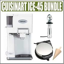Cuisinart ICE45 White Soft Serve Ice Cream Maker + Deluxe Accessory Bundle