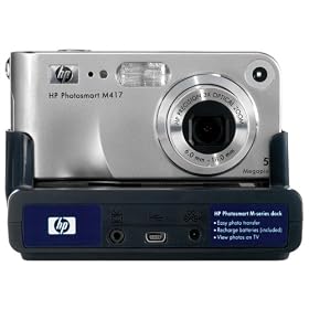HP Photosmart M417 5MP Digital Camera with 3x Optical Zoom & M Series Dock Bundle by HP