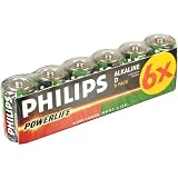 Philips LR20P12 D ALKALINE BATTERIES - 6 PACK