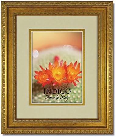 One 16x20 Ornate Heritage Gold Picture Frames and Clear Glass with Double Parchment/Gold White Core Mat for 11x14