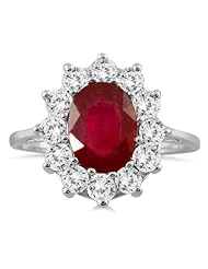 1.00 carat Diamond and Ruby Ring in 14K White Gold
