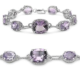 17.30 Carat Genuine Amethyst Silver Bracelet by JewelzDirect