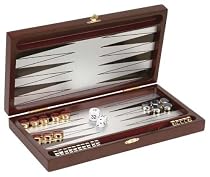 12 1/4" Zinc Alloy Backgammon Board Game W/ Enamel Pieces