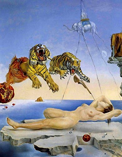 DREAM CAUSED BY THE FLIGHT OF A BEE AROUND A POMEGRANATE, C. 1944 by Salvador Dali Framed Stretch Canvas Wall Art Home Decor