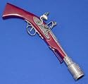 English Pirate / Naval Blunderbuss Boarding Pistol - Nice Replica Prop Flintlock Gun Made of Wood and Metal - Elaborate and Detailed Decorations on Antique Silver Tone Metalwork