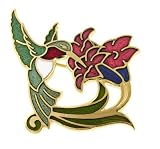 Hand enameled hummingbird and flowers brooch or pin