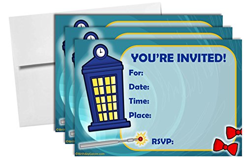 Time Traveler Birthday Party Invitations & Envelopes Value Pack (20 Count)