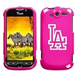 HTC MYTOUCH 4G WHITE LA DODGERS LOGO OUTLINE ON A PINK HARD CASE COVER