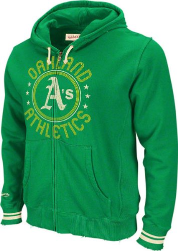 Oakland Athletics Mitchell & Ness Kelly Green Full Zip Hoodie
