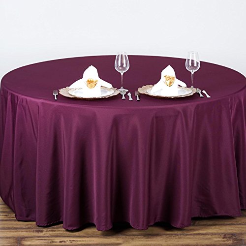 LinenTablecloth 90-Inch Round Polyester Tablecloth Eggplant